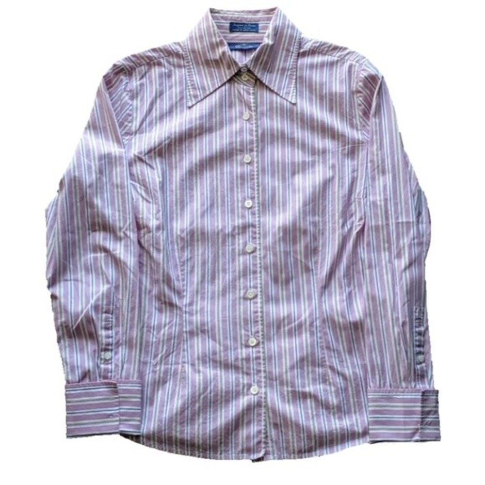 Women's pink striped Faconnable shirt size M